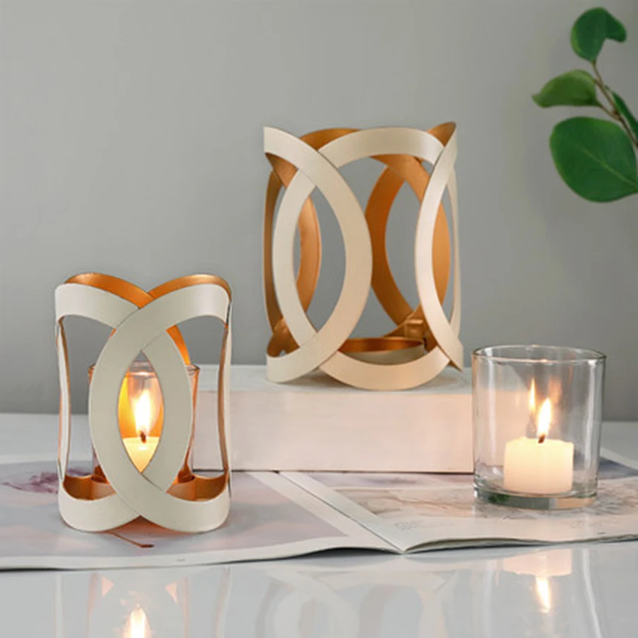 Современный свадебный подсвечник с фонариком Металлический Золотой