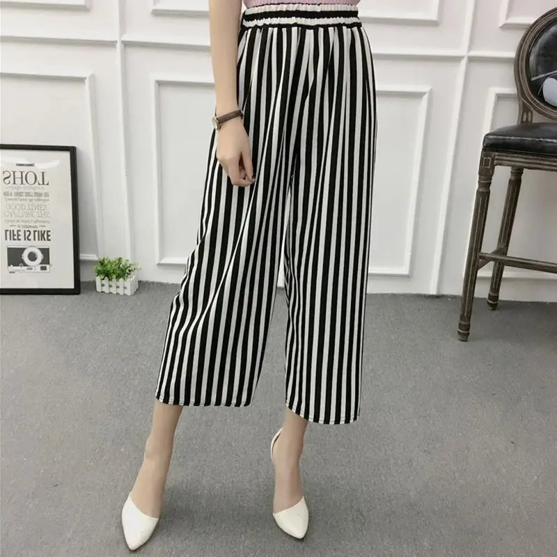 Женские брюки с широкими штанинами повседневные свободные шаровары высокой