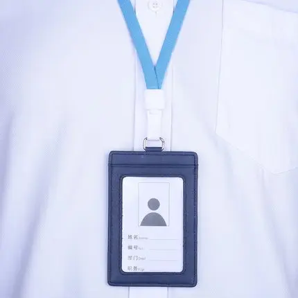 Коровьей материал работы держатель для карт ID держатель для карт имя тега персонал Бизнес знак держатель выставка Работа карты Поддержка для пользовательских - Цвет: Lake blue Vertical