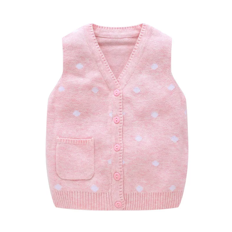 Повседневный свитер для малышей жилет милый кардиган в горошек девочек без