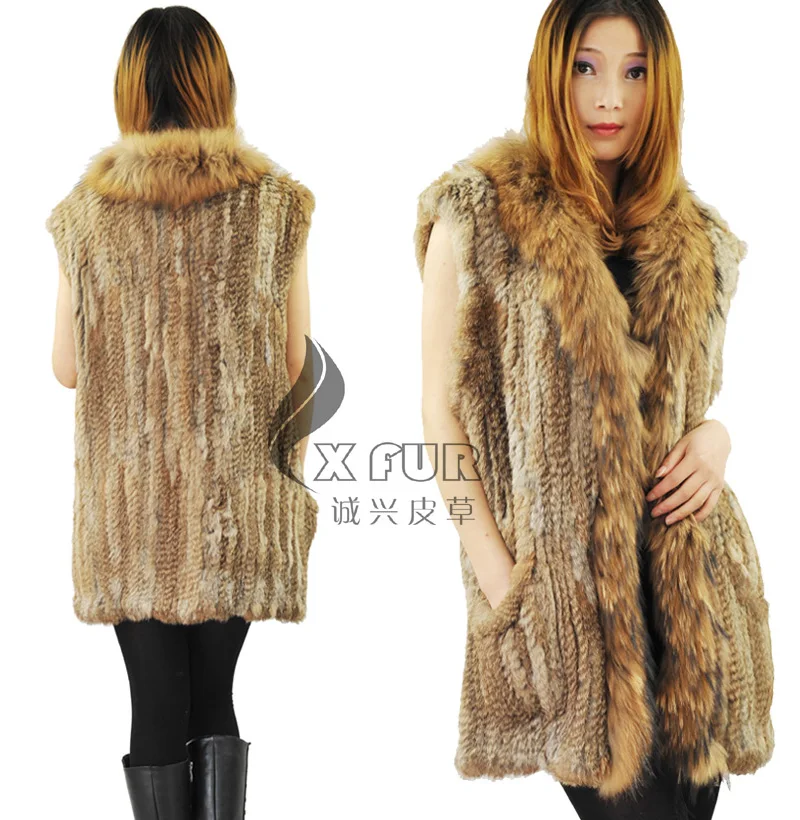 CX G B 76E Женский вязаный Модный меховой жилет с кроликом|fur snow boots women|furfur lined jackets for men