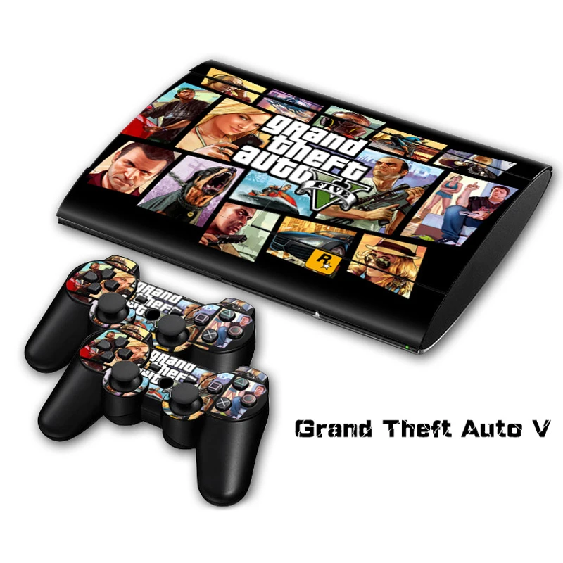 Grand Theft Auto V GTA 5 Наклейка для PS3 Slim 4000 PlayStation 3 консоль и контроллеры