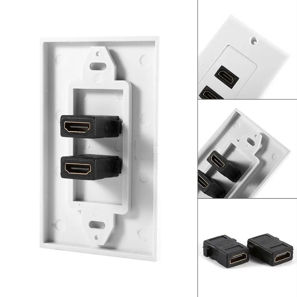 New Style HDMI 2-Ports Wall Face Plate Panel Outlet 1080p Cover Coupler Socket HOT Electrical White | Обустройство дома