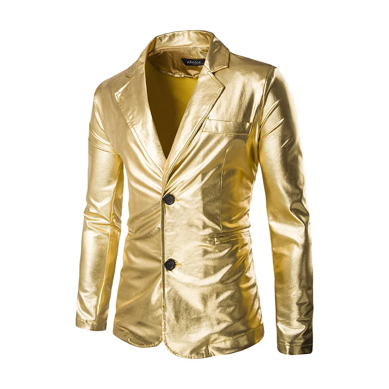 

Men's Fashion Cool Suit jacket Gloden Sliver Black 3 color Blazer Size M-3XL