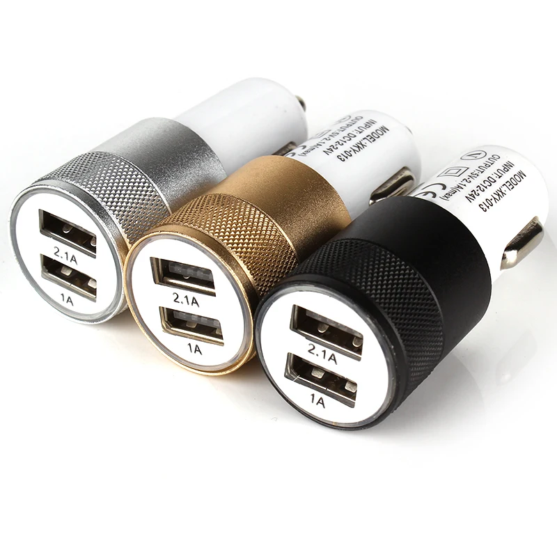 

20 PCS Universal Mini Aluminum 2.1A Dual Usb Car Charger Adapter For Mobile Phone & Tablet