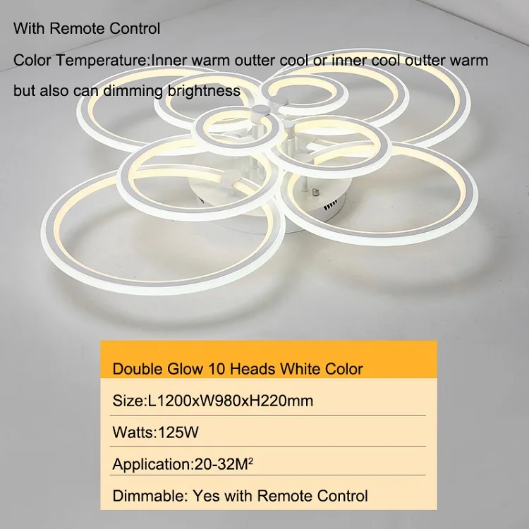 10 heads double glow NEO Gleam RC современные светодиодные потолочные лампы для гостиной, спальни, кабинета, потолочный светильник, плафон белого цвета, переменный ток 110 В 220 В - Цвет корпуса: 10 heads double glow