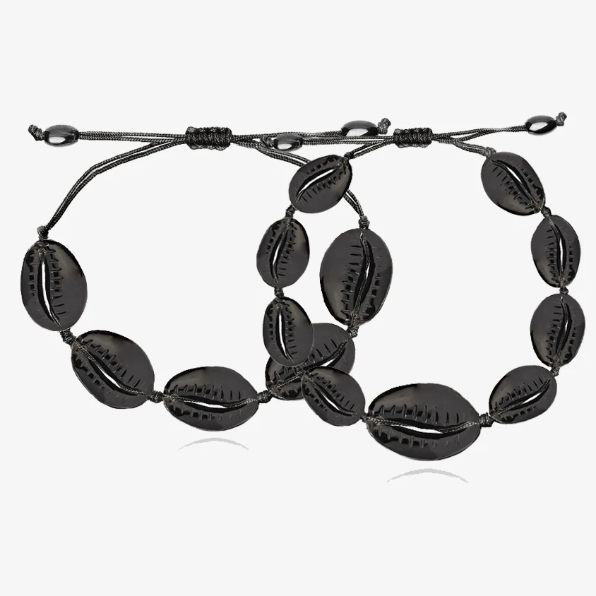 Черный металлический мужской браслет Concha bijoux женский pulseira feminina Cowry ювелирный