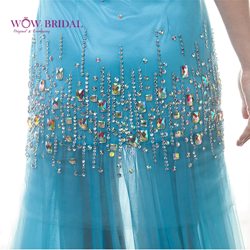 Wowbridal изящное длинное платье для выпускного вечера из прозрачного бисера без