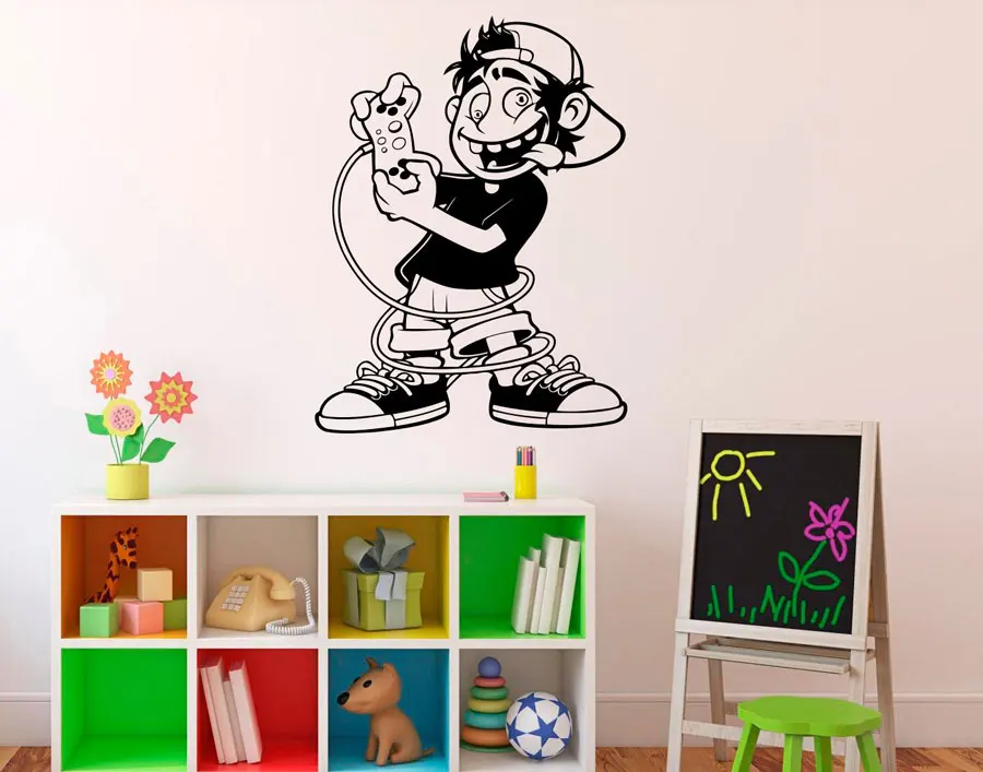 

Player Wall Decal Cartoon Home Decor Children's Room Baby Room, Vinyl Wall Sticker Wallpaper Artwork ET14