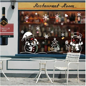 Белый Снеговик фотоэлемент для дома Новогодняя гостиная стеклянные окна декоративные наклейки Рождество