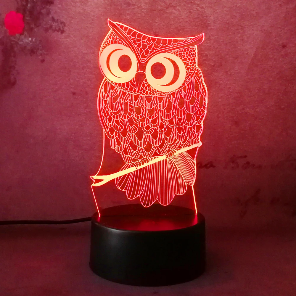 Best продать светодио дный LED настольная лампа ночник Сова RC удаленного 7 цветов