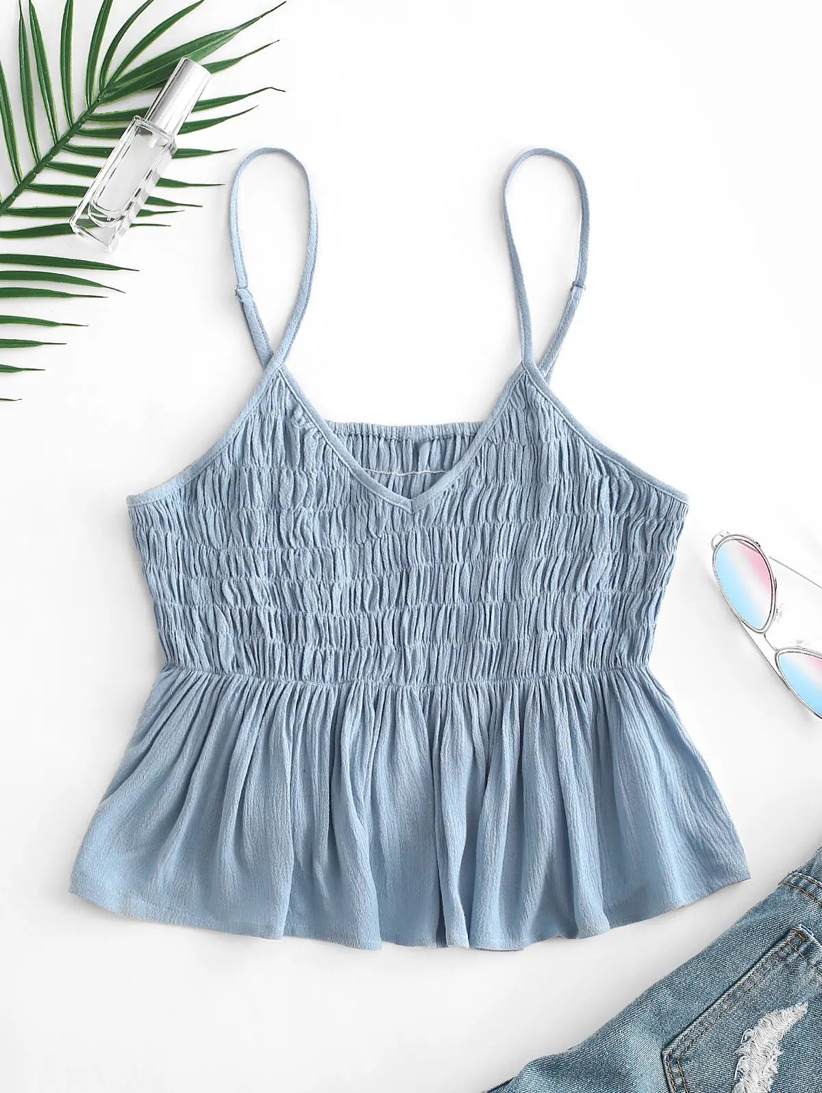 Женская укороченная рубашка на тонких бретелях ZAFUL однотонная уличная одежда