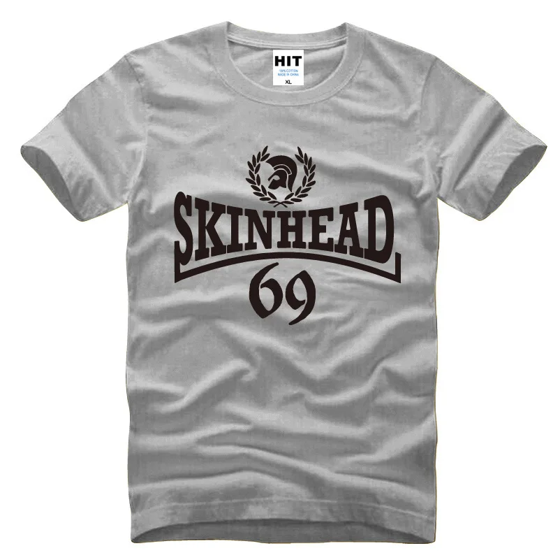 Мужская футболка с принтом Skinhead модная коротким рукавом и круглым вырезом