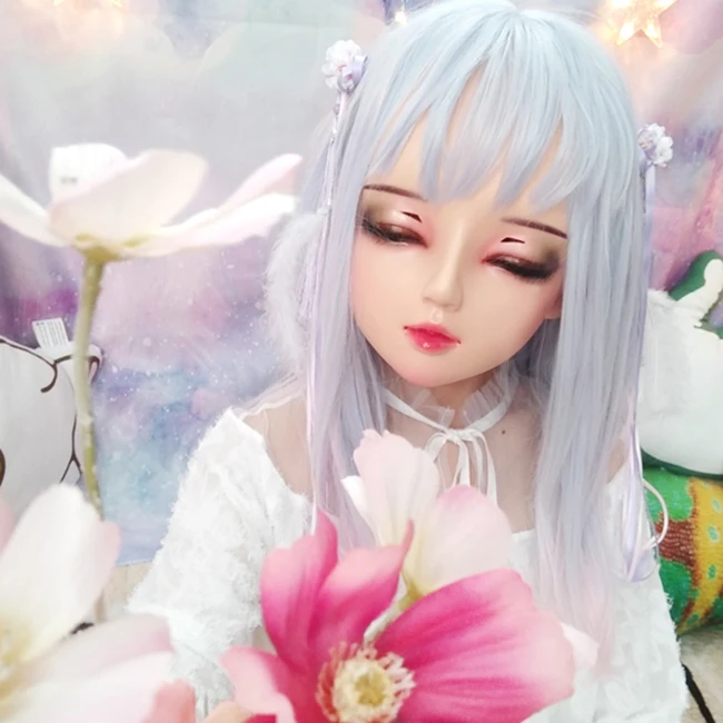 (Mian 05) Женская милая девочка каучуковая полуголовая Kigurumi BJD маска для косплея