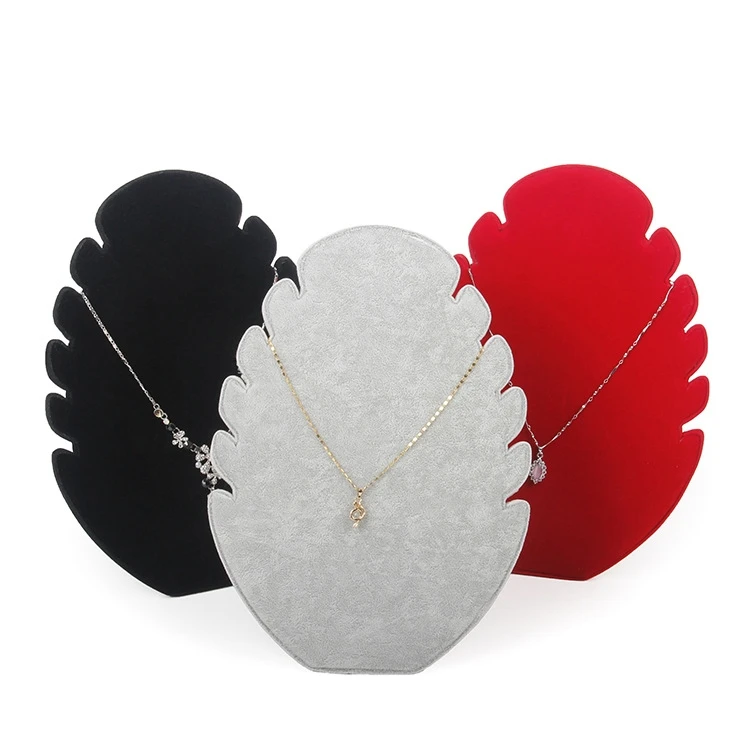 

TONVIC High Quality Black/Red/Gray Velvet Necklace Display Stand Holder Board Jewelry Rack For 5 Pcs