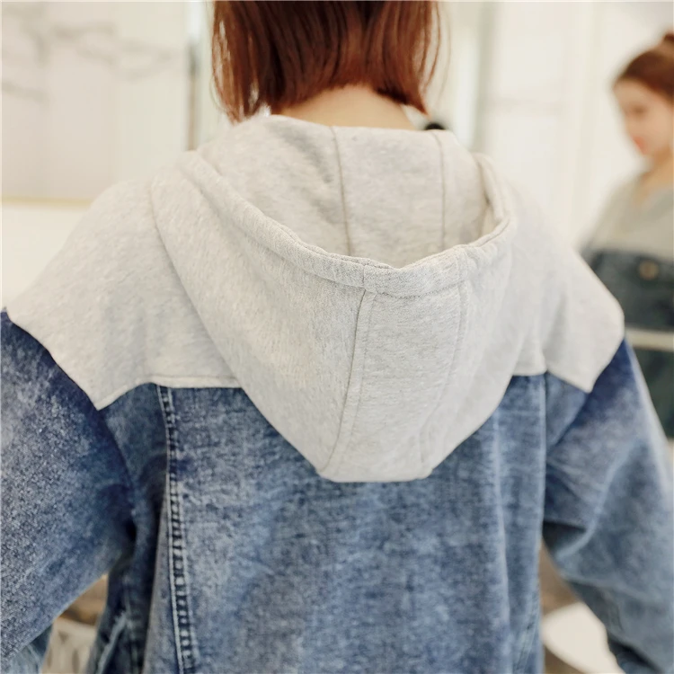 5XL Харадзюку размера плюс больше размера d джинсовая куртка для женщин черный серый толстовки Толстовка лоскутное джинсы куртки свободное осеннее пальто
