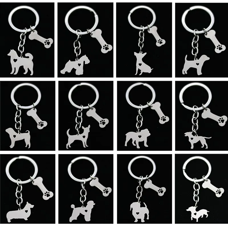 Брелок для ключей Canuomen с изображением собаки из нержавеющей стали|fashion keychain|keychain