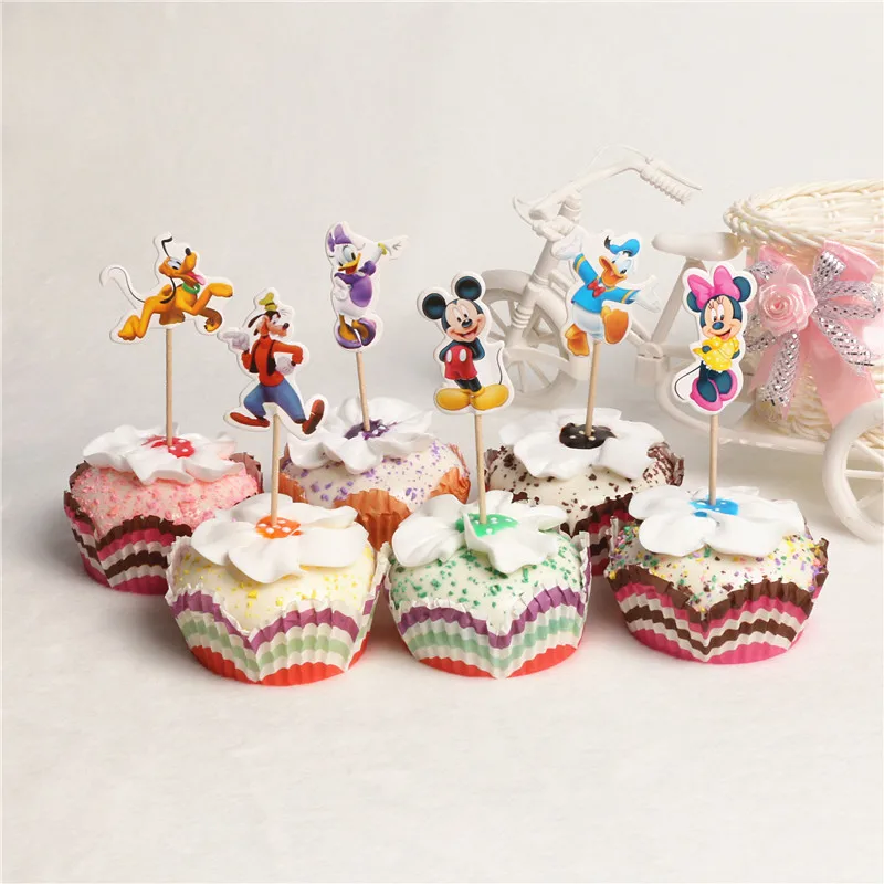 48 шт./лот Новый Микки Мышь Cupcake Toppers выборка партии Аксессуары душа ребенка Дети