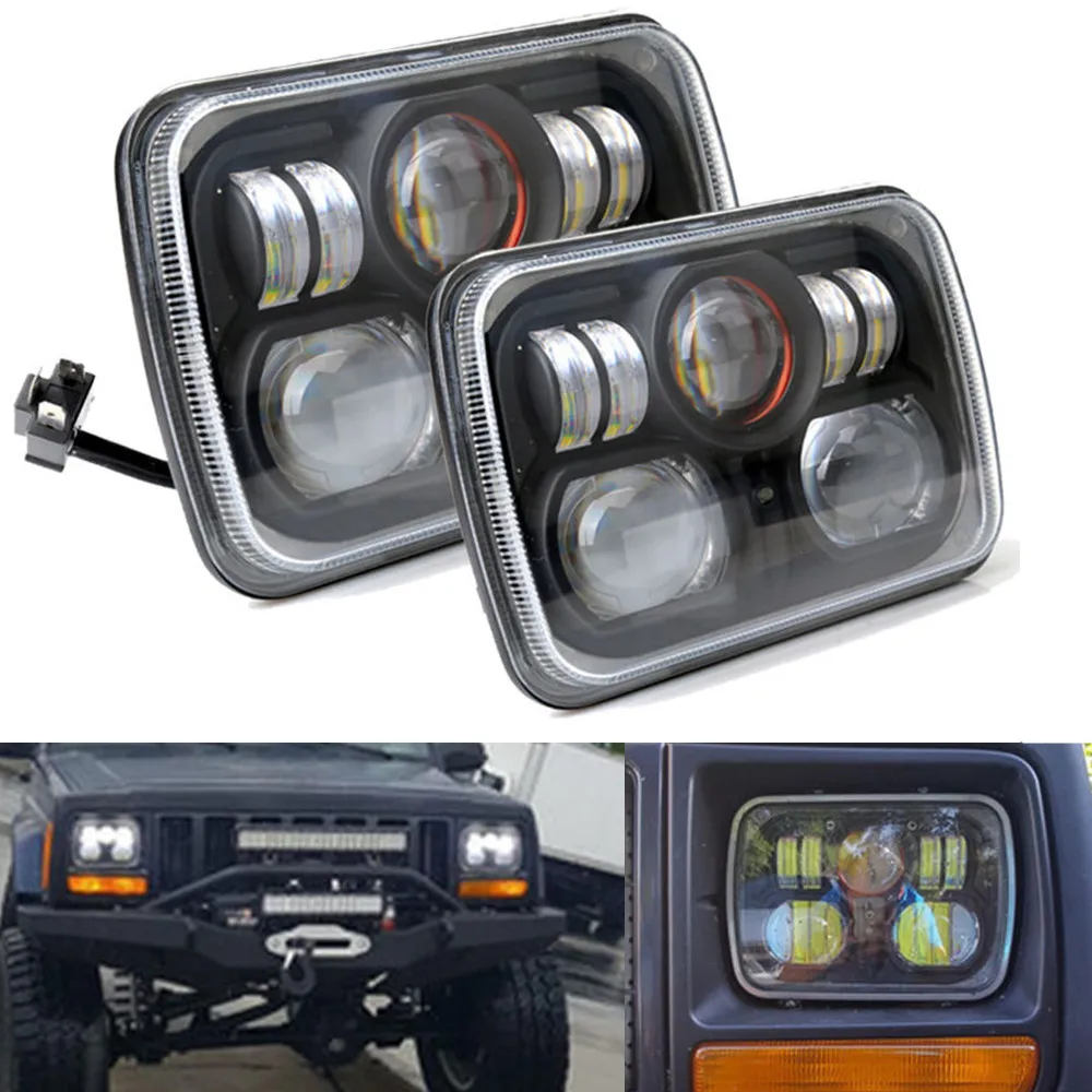 2 шт. квадратный проектор 7x6 5X7 дюймов светодиодный светильник s H4 для Jeep Wrangler YJ
