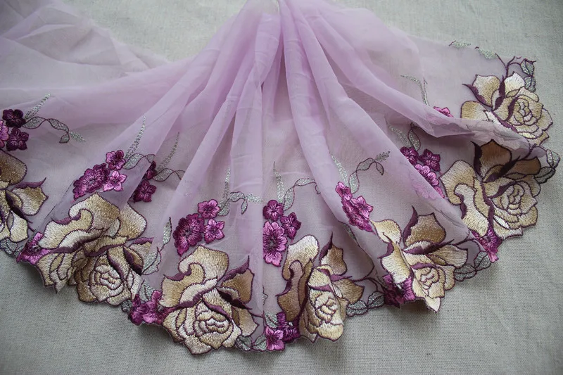 25 5 см 10 дюймов wide 2yards/лот Diy ремесло Вышитый цветочный эластичный тюль кружевной