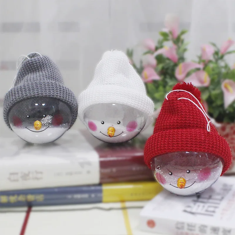 

Kawaii Transparent Plastic Fillable Christmas Snowman Ball Christmas Tree Decor Ornaments Children Toy