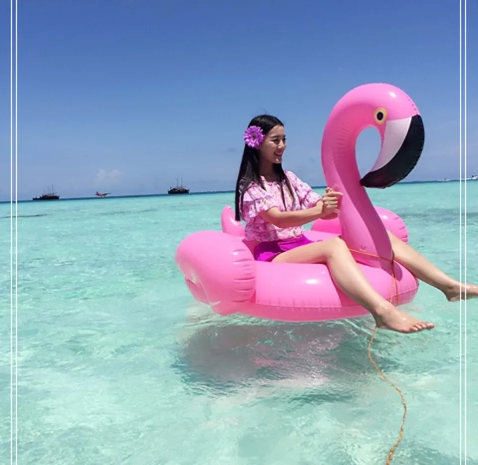 150CM 60 Inch Giant Inflatable Flamingo Pool Float Pink Ride-On Swimming Ring Adults Children Water Holiday Party Toys Piscina images - 6