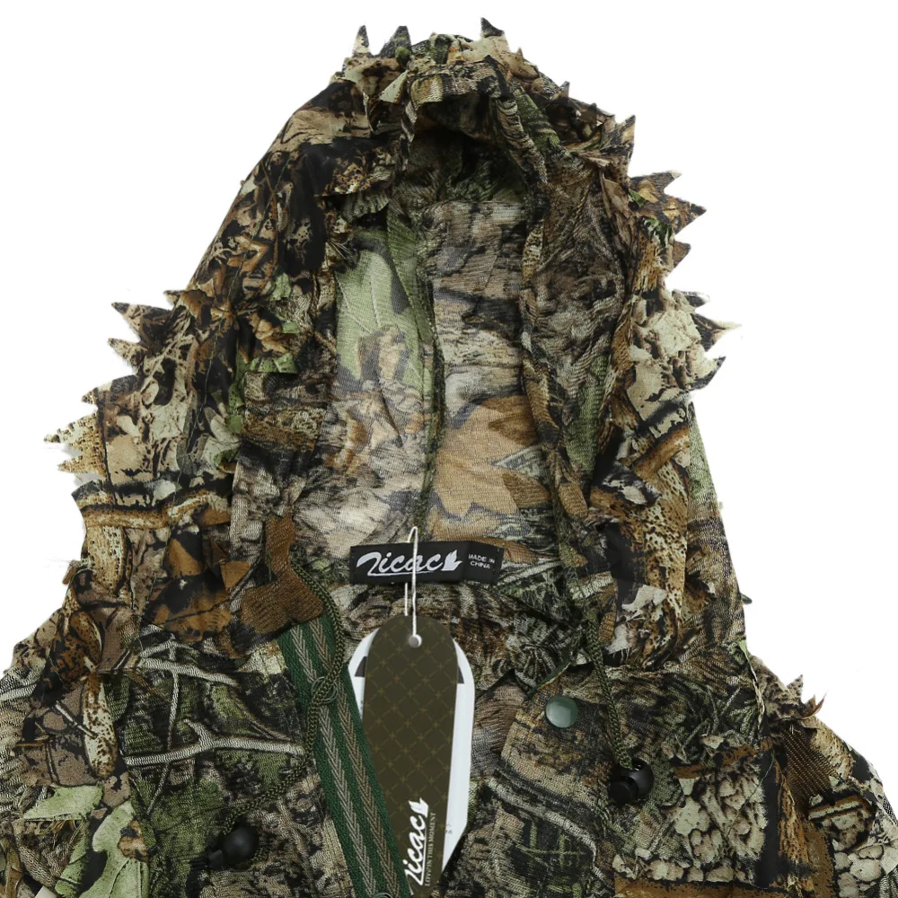Outdoor 3D Leaves Camouflage Ghillie Poncho Camo Cape Cloak Stealth Suit Military CS Woodland Hunting Clothing Free Size | Спорт и