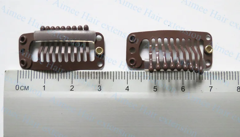 Бесплатная доставка 100 шт. коричневые зажимы для париков 3. 2 см9 зубьев