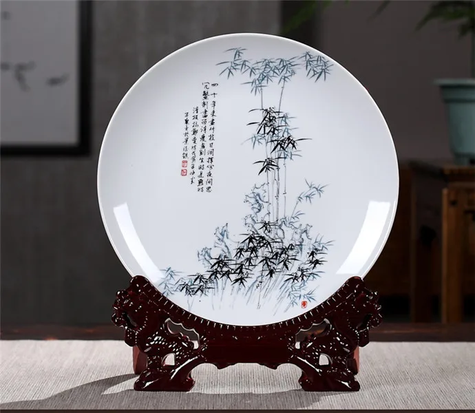 bamboo 25cm Лошадь успех керамический подвесной тарелка, украшение домашнего обихода винный шкаф для офиса, гостиной, ремесла - Цвет: bamboo 25cm