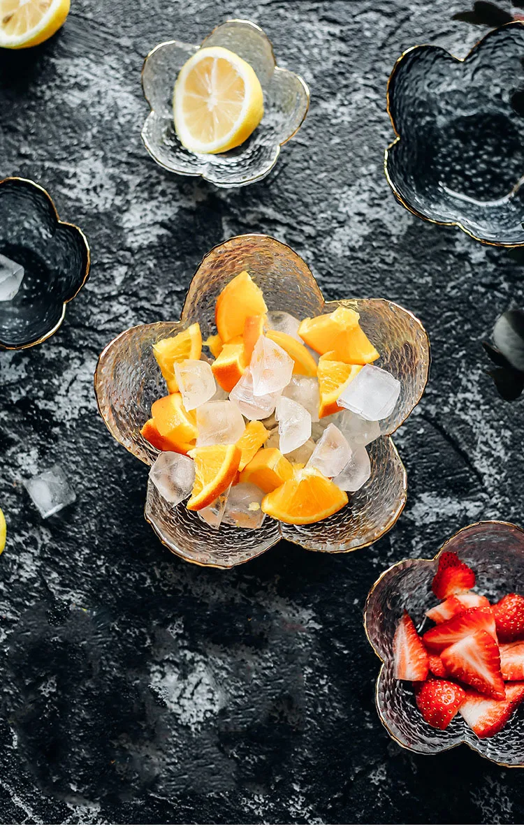 KINGLANG Insta-style стеклянная чаша ручной работы с позолоченными краями дизайн вкус блюдо домашний салатник фруктовый десерт миска для десерта блюдо