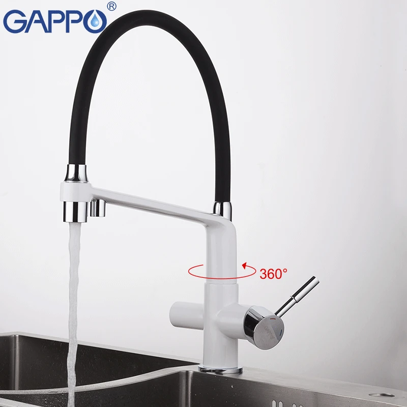Кухонный кран GAPPO с фильтром для воды белый и смеситель кухонной раковины в
