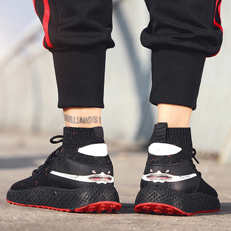 shoes 2018 Knit Men Sneakers Ankle guard Light Autumn Hip Hop High Sock Footwear Breathable Black Zapatillas Hombre Casual Shoes | Обувь