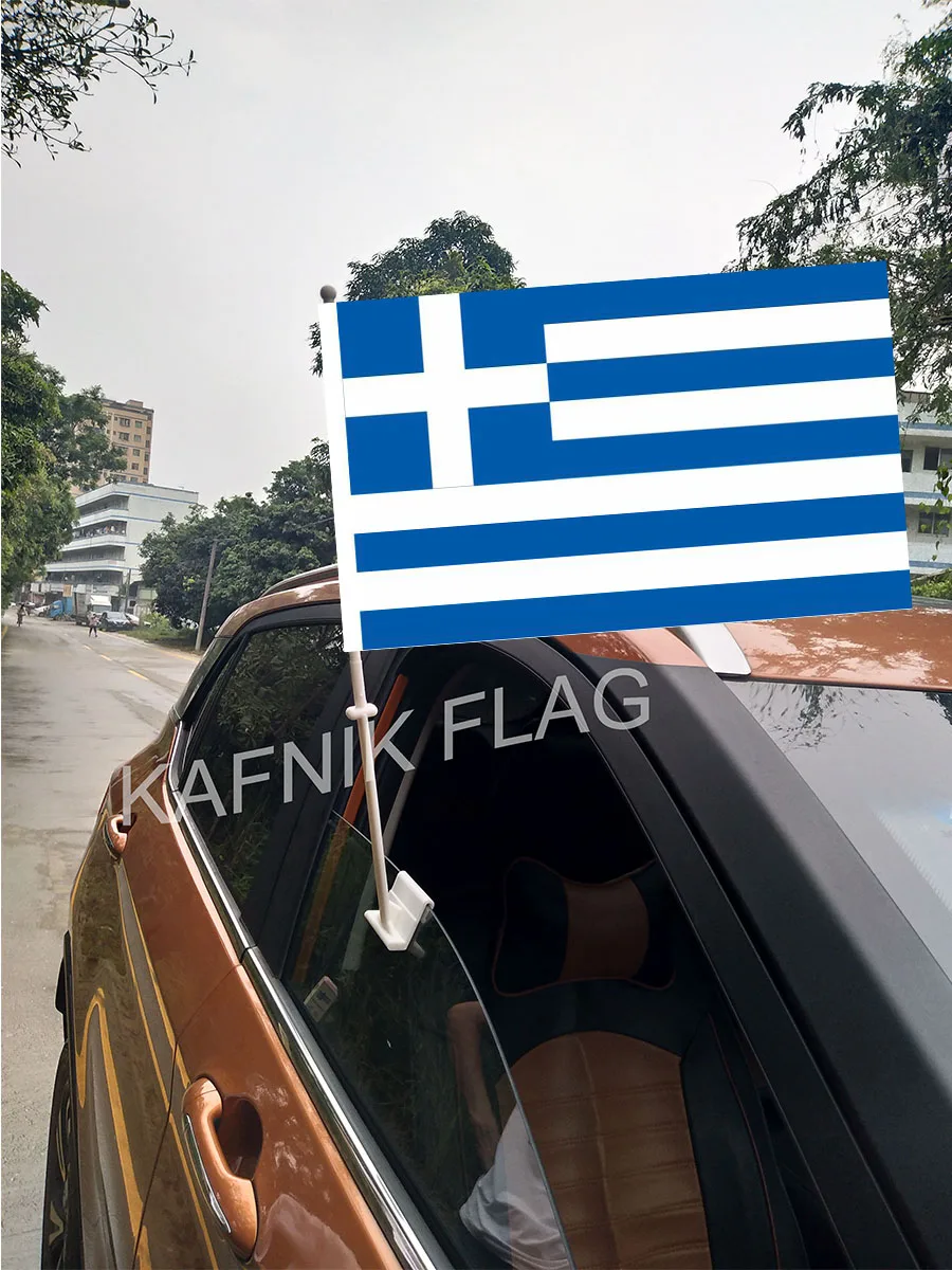 

Кафник, 30*45 см греческие автомобильные флаги на окна и баннеры, флаги разных стран мира на заказ с 43/52 см флагштоком для украшения автомобиля