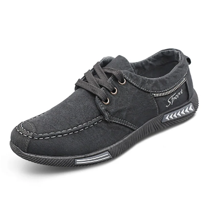 New Denim Men Casual Shoes Lace Up Fashion Canvas Plimsolls Breathable Outdoor Male Footwear Sneakers | Обувь
