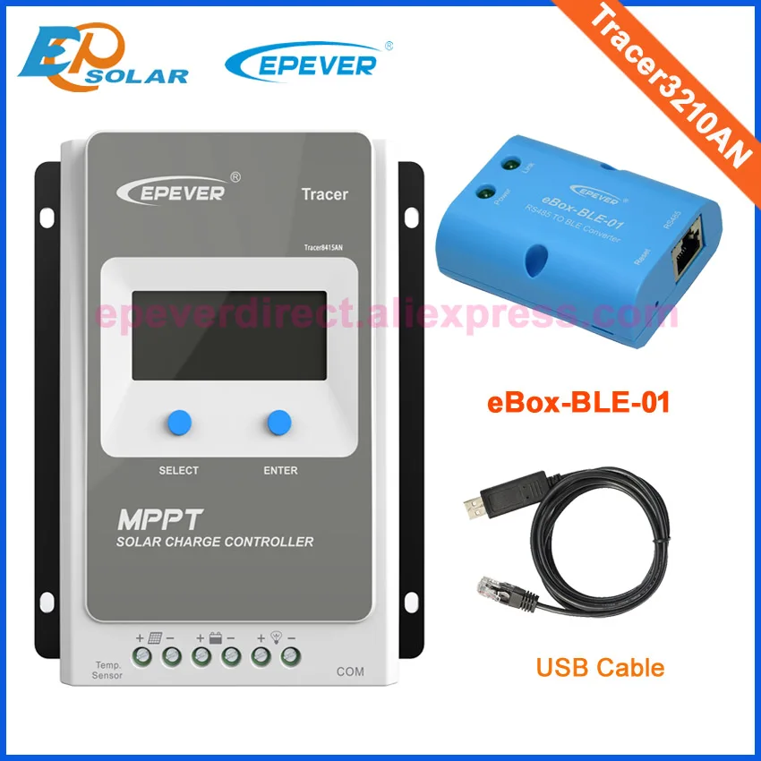 with BLE and USB Солнечный регулятор отслеживания 30A 24V зарядное устройство Регулятор 12V 24V Напряжение авто с USB кабелем Tracer 3210an 30amps EPEVER MPPT - Цвет: with BLE and USB