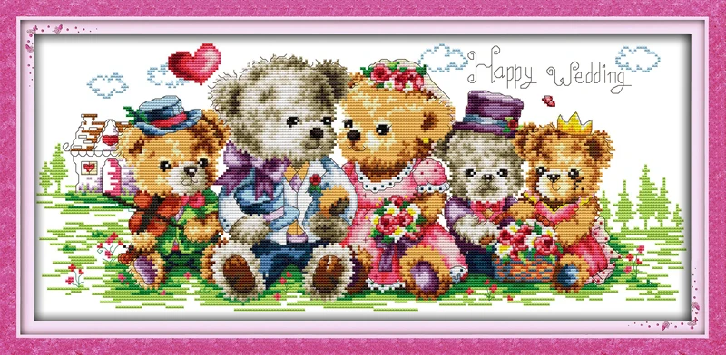 Фото Набор для вышивки крестиком Bear family(3) мультяшный набор 14 карат 11 печать на холсте