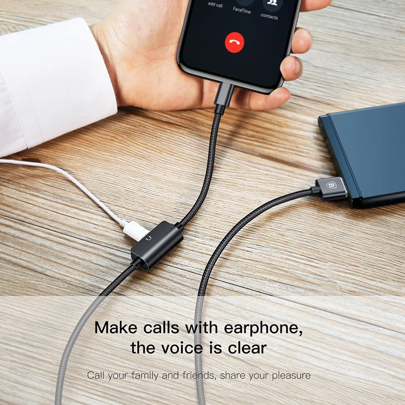 Зарядный кабель Baseus 2 в 1 для iPhone Lightning 8X10 Plus Aux разъем аудиоадаптер зарядки музыки