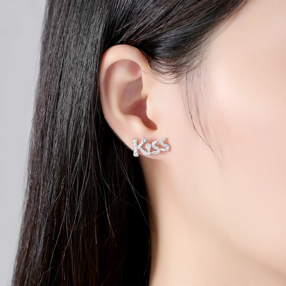 Fashion Jewelry Luxury Sliver Earring for women kiss cute silver Plated earrings PFUAXLWK | Украшения и аксессуары
