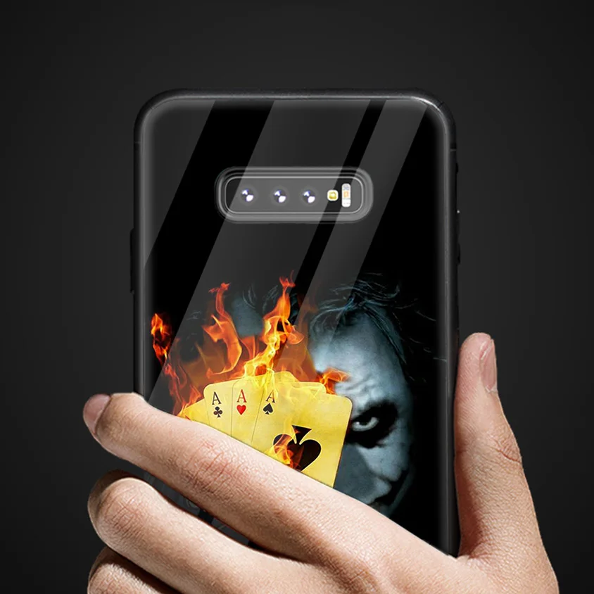 Бэтмен Джокер темно-черный рыцарь печати чехол для samsung Galaxy S10 5G S10e S9 S8 Plus Note 9 10 105G Plus A50 A30 A70 стеклянный чехол