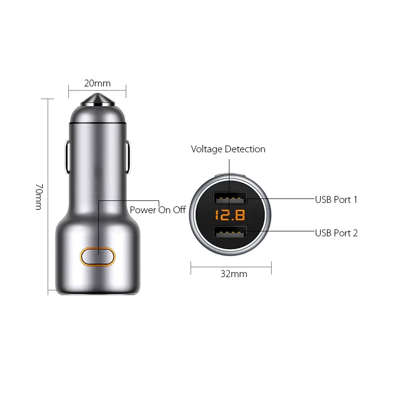 VANJEW C45 Car USB Charger Quick Chargers SmartPhone Charge 2 Port Voltage Detection Fast for iPhone Mi | Автомобили и мотоциклы