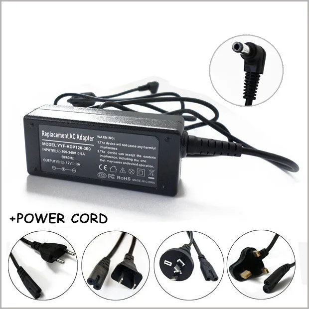 

36W Notebook AC Adapter Laptop Charger Plug For Ordenador Portatil Asus Eee PC 900 900A 900HA 900SD 900HD S101 EXA0801XA