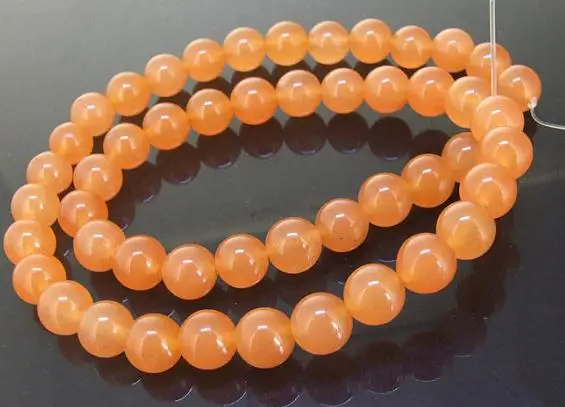 

Unique Pearls jewellery Store,Charming Round 8mm Orange Jade Gemstone Loose Beads One Full Strand LC3-0167