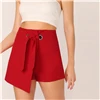 SHEIN уплотнительное кольцо поясом Асимметричная обертка шорты на молнии Fly элегантный Для женщин летние шорты Шорты с высокой талией