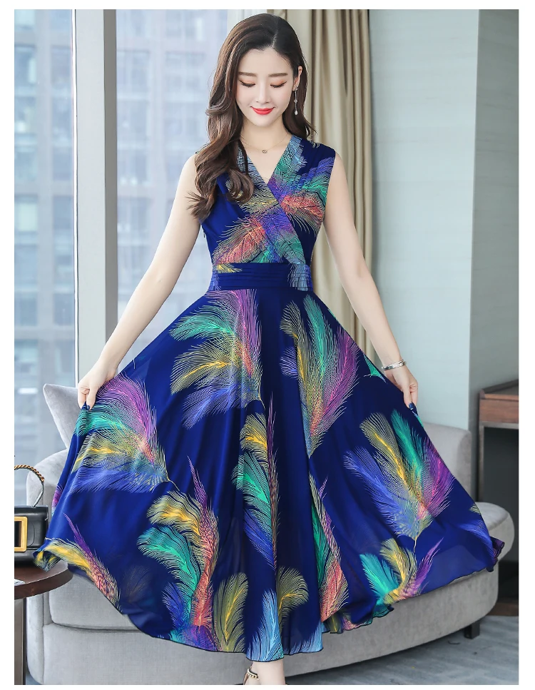 Женское шифоновое платье жилет большого размера с v образным вырезом одежда для