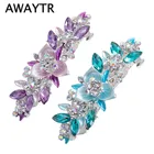 Женская заколка для волос AWAYTR, 1 шт., заколка-пряжка с кристаллами и цветами, тиара, аксессуары для волос для свадьбы Вечерние, подарок