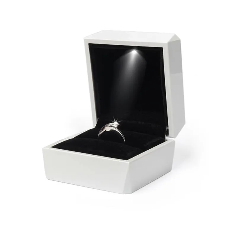 LED Piano Paint Jewelry Display Storage Case Engagement Wedding Earring Ring Jewellery Box Jewelry Organizer With LED Lights