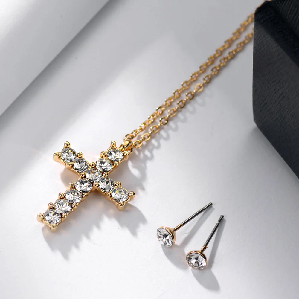 Комплект из колье и серёг с кристаллами Сваровски|necklace with earrings|earrings necklaceneoglory jewelry