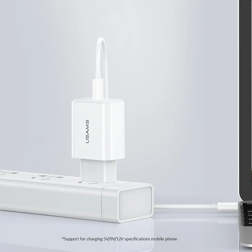 USAMS 18W PD Fast Charger USB 3.0 usb Type C Adapter for iPhone 8 X XS EU Plug Travel Wall Mobile Phones | Мобильные телефоны и