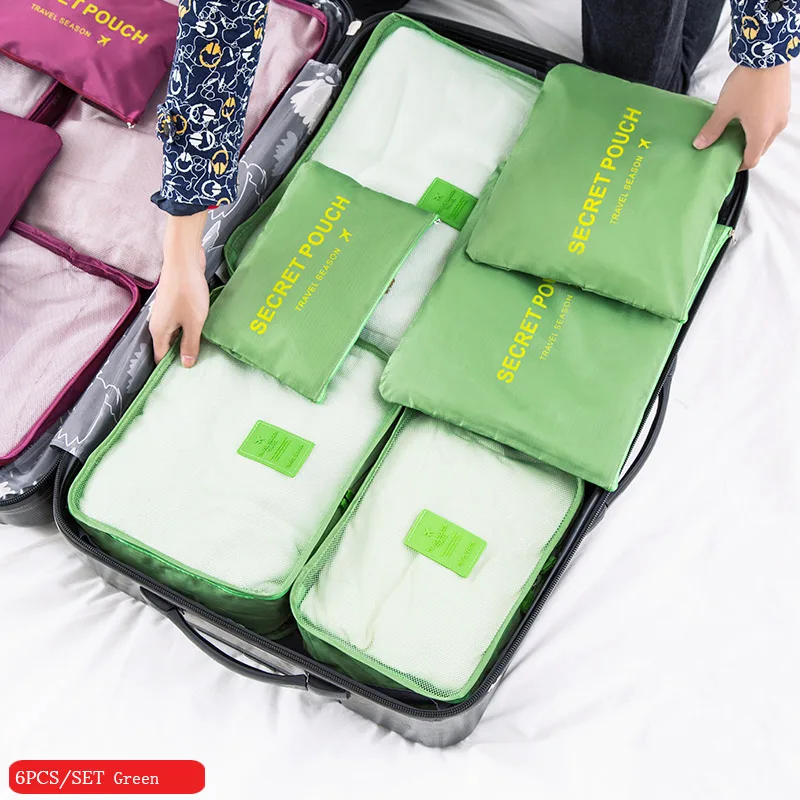 6PCS 6 шт./лот дорожная сумка для хранения одежды для багажа одежда аккуратный Органайзер сумка чемодан шкаф разделитель контейнер Портативная сумка - Цвет: 6PCS