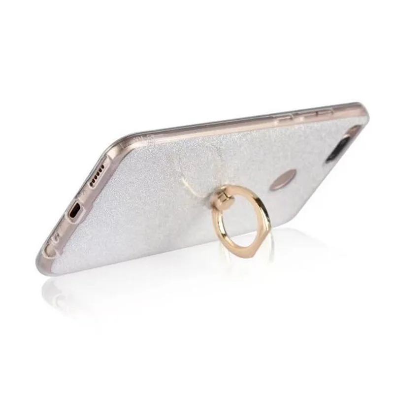 Cover Phone Case For Xiaomi Mi 5X MI5X 5.5&quot TPU Gel Silicone Protection Transparent Shell Flash Glitter Powder Finger Ring Stent |